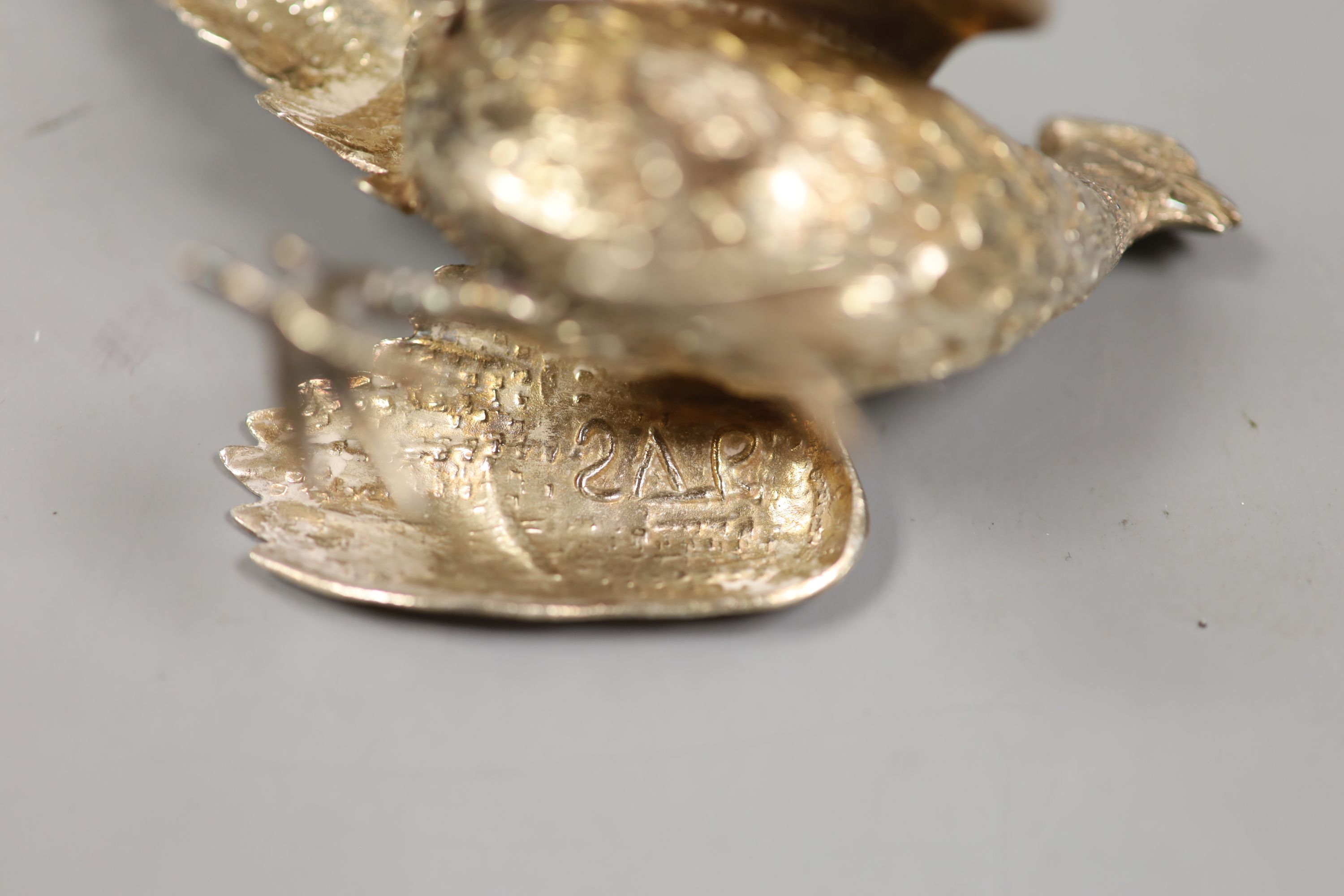 A model silver free-standing model of a pheasant, Sheffield, 1993, 17.7cm